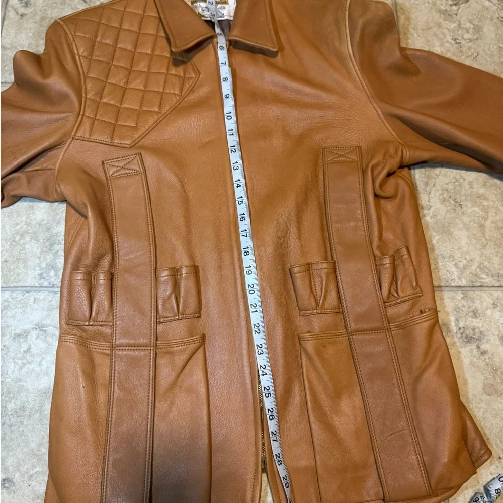 Vintage Genuine Deerskin Leather Coat Custom Made Brown Quilted Western Jacket